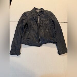 Wilsons Leather Blueish Black Leather Jacket
